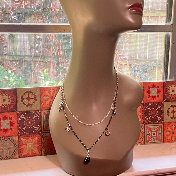 Silver and multiple pendants on a double 1- sp 20 and inside chain 16 3/4 “ - Picture 2 of 4